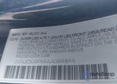 2010 Audi A5 Premium Plus из США, поврежденный, VIN WAUCKAFR4AA064845